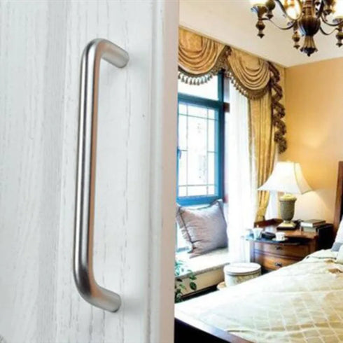 JAYA 50mm U-Shaped Stainless Steel Cabinet Handles M8 Thread Round Bar Pulls for Kitchen Dresser Furniture
