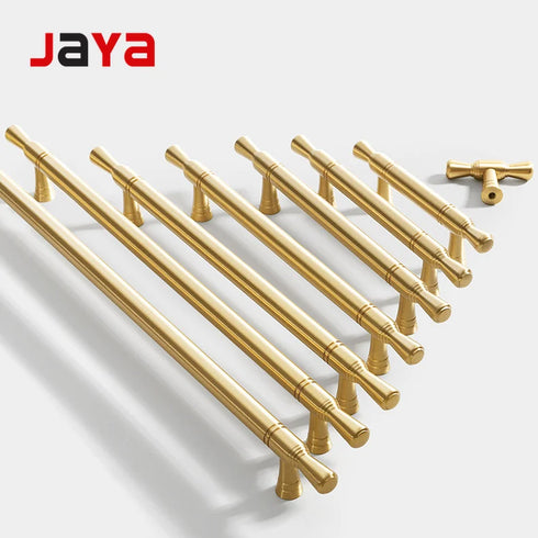 JAYA Solid Brass Cabinet Pull Handle Gold Wardrobe Drawer Door Handle for Kitchen Dresser and Furniture