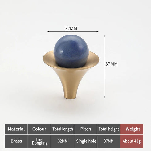 JAYA Nordic Natural Stone Ball Cabinet Knobs with Brass Base Single Hole Drawer Pulls for Dresser Wardrobe Shoe Cabinet