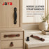 JAYA Nordic Brown Black Leather Strap Cabinet Pull Handles Antique Bronze Knobs for Wardrobe Drawers