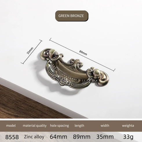 JAYA Antique Metal Drop Bail Cabinet Pull Handles Vintage Brass Finish for Kitchen Drawer Dresser Wardrobe Furniture
