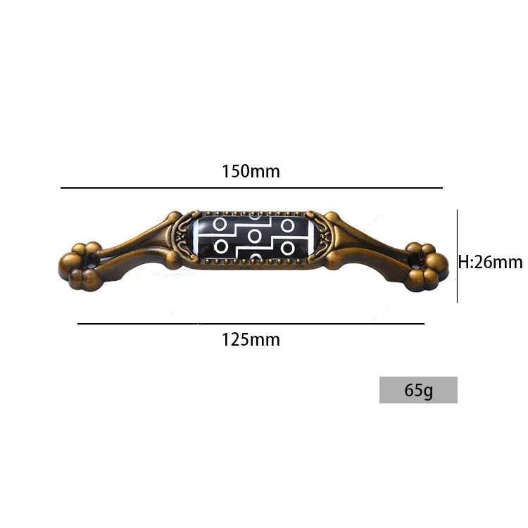 JAYA Bedroom Kitchen Cupboard Handle Classical Decorative Ceramic Antique Brass Zinc AlloyTibetan Style Furniture Door Handle