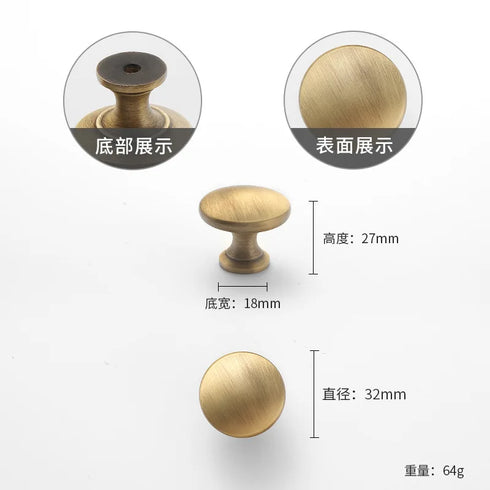 JAYA 2025 Retro Single Hole Solid Brass Wardrobe Handle Modern All-Copper All-Copper Square Cabinet Door Knobs