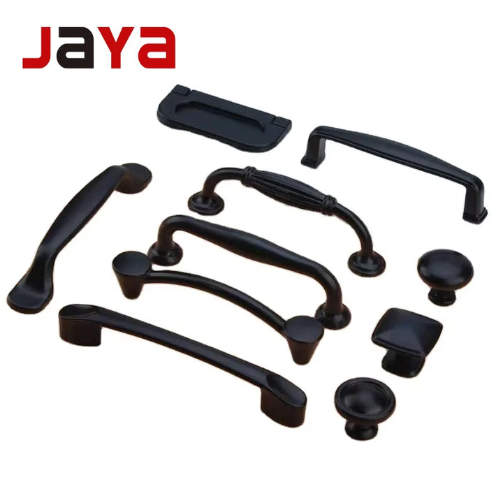 JAYA American Cabinet Drawer Aluminum Alloy Handle Black Closet Door Handle Modern Simple Single Hole Hardware Handle