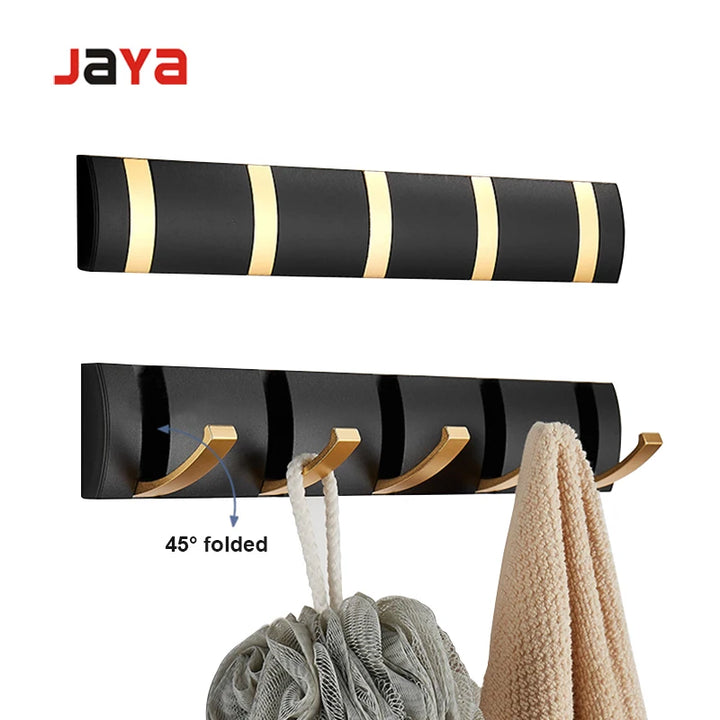 JAYA Black And Gold Hook Door Hanger Hook Single Folding Traceless Thickened Hanging Door Back Coat Hat Row Hook
