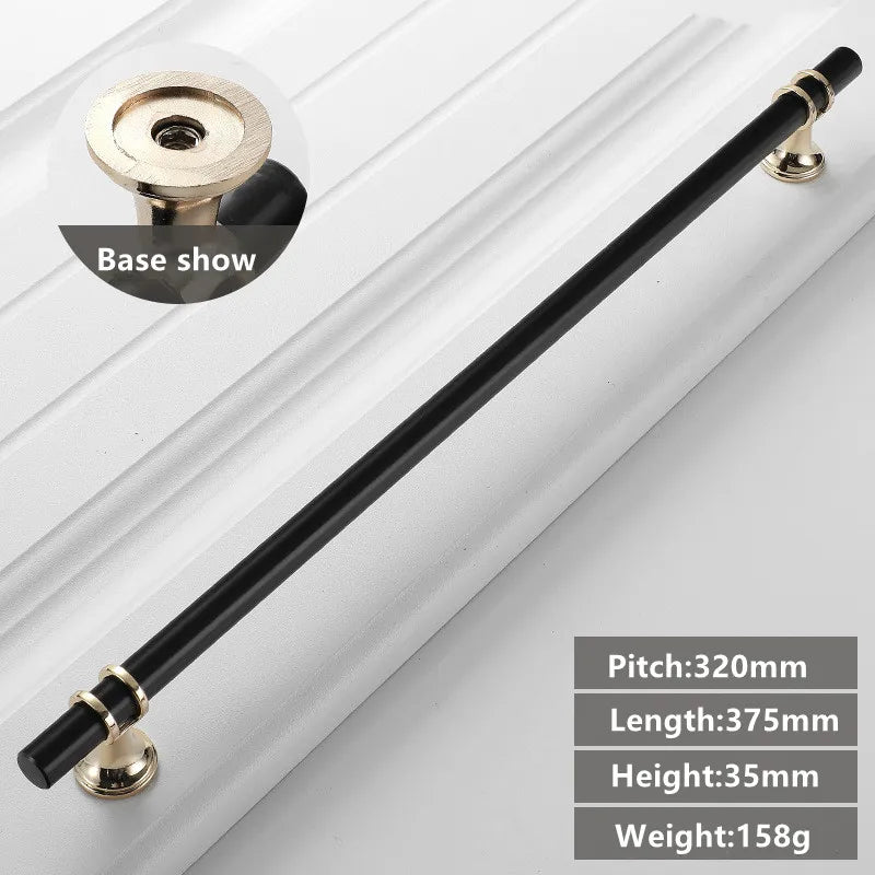 JAYA Black Kitchen Furniture Handles 128mm Solid Stainless Steel and Copper Cabinet Pulls for Door Drawer Modern CNC Appliance