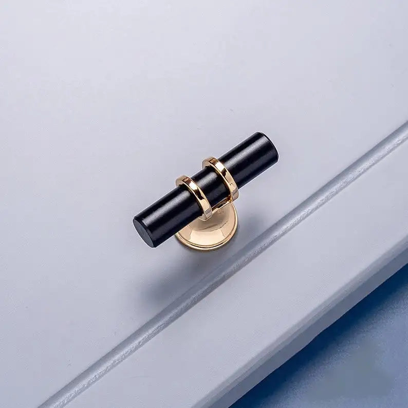 JAYA Black Kitchen Furniture Handles 128mm Solid Stainless Steel and Copper Cabinet Pulls for Door Drawer Modern CNC Appliance