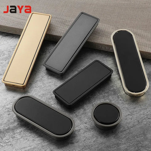 JAYA Cabinet Door Black Hidden Handle Simple Wardrobe Handle Hidden Hidden Buckle Furniture Handles Knobs