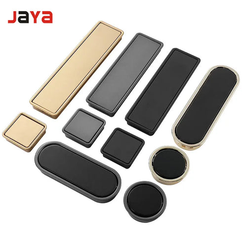 JAYA Cabinet Door Black Hidden Handle Simple Wardrobe Handle Hidden Hidden Buckle Furniture Handles Knobs