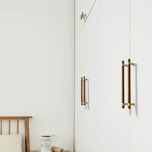 JAYA Cabinet Door Drawer Solid Wood Handle Japanese Modern Simple Beech Black Walnut Nordic Wardrobe Wood Furniture Door Handle