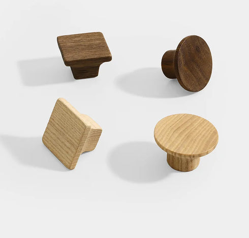 JAYA Cabinet Door Drawer Solid Wood Handle Japanese Modern Simple Beech Black Walnut Nordic Wardrobe Wood Furniture Door Handle