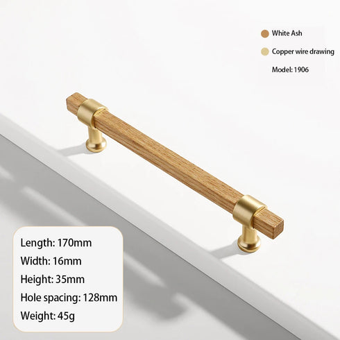 JAYA Cabinet Door Drawer Solid Wood Handle Japanese Modern Simple Beech Black Walnut Nordic Wardrobe Wood Furniture Door Handle