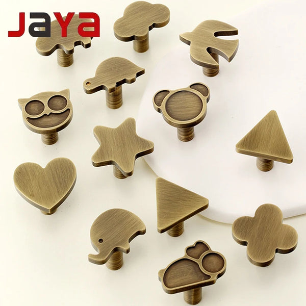JAYA Creative Personalized French Retro Cabinet Shoe Drawer Handles Solid Brass Wall Cabinet Drawer Handles for Furniture
