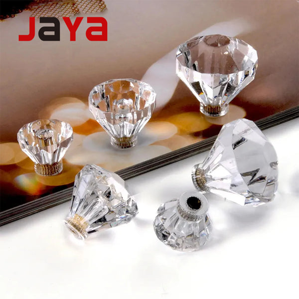 JAYA Crystal Glass Door Knob Vintage Furniture Handles Classical Home Decoration Knob for Bathroom and Cabinet