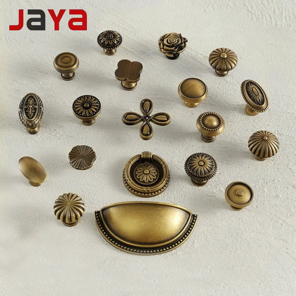 JAYA High Quality Retro Copper Handle Knobs Cabinet Wardrobe Door Light Luxury New Single-Hole Hardware Furniture Door Handle