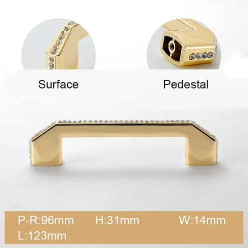 JAYA Modern Minimalist Golden Diamond Handle Wardrobe Drawer Shoe Cabinet Wine Cabinet European Style Zinc Alloy Door Handle