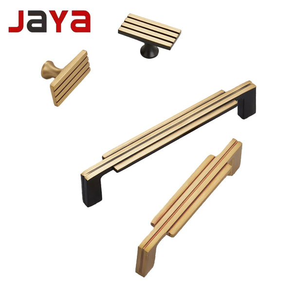 JAYA Modern Nordic Small Handle for European Cabinet Minimalist Wardrobe Door with Brass Knob Chinese Style Gold Color