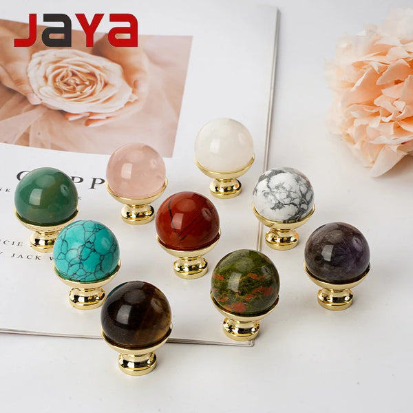 JAYA Modern Single Hole Kitchen Cabinet Knobs Hot Sale Unique Design Drawer Decorative Zinc Alloy & Marble Handle Knobs