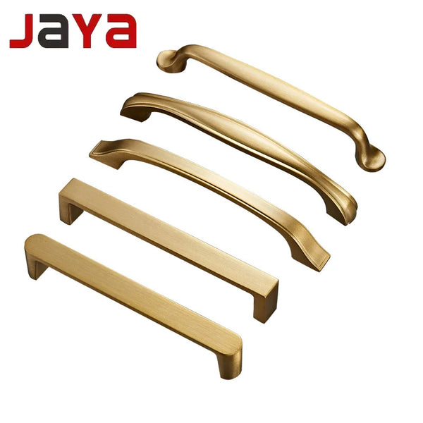 JAYA Modern Style All-Copper Door Drawer Wardrobe Handle Brass Matte Brushed Gold Luxury Lighting Furniture Door Handle
