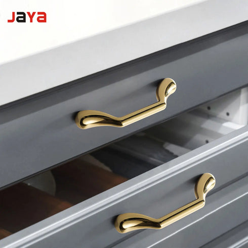 JAYA Modern minimalist zinc alloy black wardrobe door handle golden drawer cabinet handle