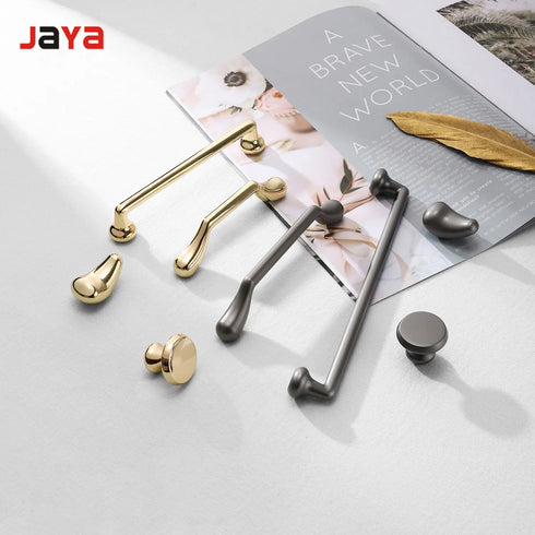 JAYA Modern minimalist zinc alloy black wardrobe door handle golden drawer cabinet handle