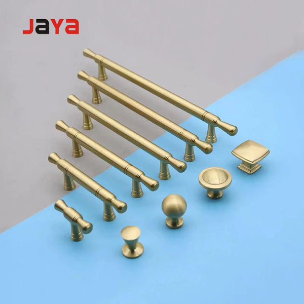JAYA Multi Size Gold Indoor Door Handle Brass Door Brass Handles Knob Solid Cabinet Handles Pull