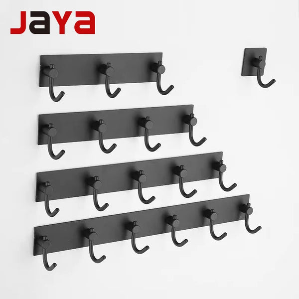 JAYA Punch-Free Wall Hooks Stainless Steel Thumb Hanger Hook Gunmetal Gray Adhesive Hook for Bathroom Shower and Storage Shelf