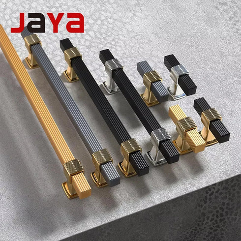 JAYA Solid Knurled Aluminum Heavy Duty Wooden Door Handle for Kitchen with White Cabinet Handles for Cabinet Handle