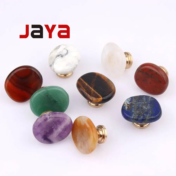 JAYA Stone Door Knobs Vintage Furniture Handle Colorful Cabinet Knobs Modern Kitchen Wardrobe Knobs for Drawers and Kids Room