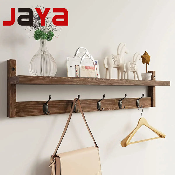 JAYA Wall Hanging Clothes Hanger Wall Wooden Shelving Living Room Wall Hanging Coat Bedroom Multi-Purpose Coat Hook