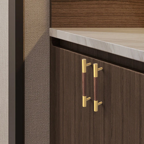 JAYA Walnut Beech Wood Furniture Handles Brass Kitchen Cabinet Door Drawer Knobs Pulls Wooden Handles