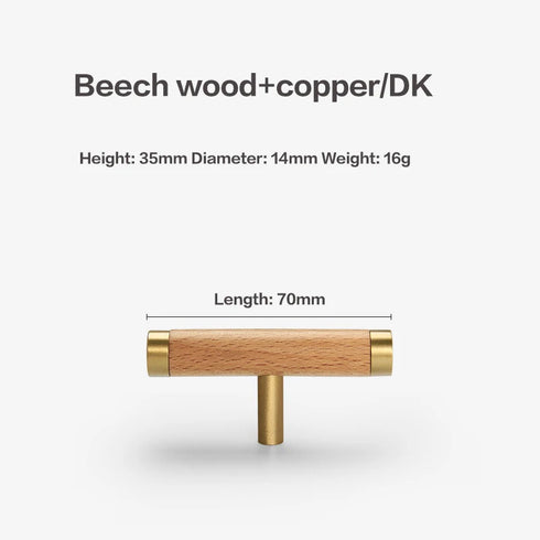 JAYA Walnut Beech Wood Furniture Handles Brass Kitchen Cabinet Door Drawer Knobs Pulls Wooden Handles