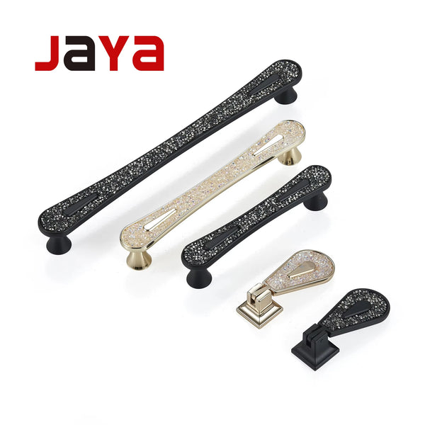 JAYA Wholesale Furniture Door Drawer Kitchen Door Handles Zinc Home Black and White Cabinet Pull Drawer Handle for Aluminum Door Knob
