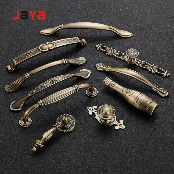 JAYA cupboard handles Antique handle bronze European zinc alloy wardrobe kitchen handle