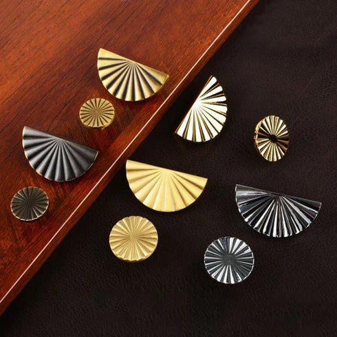 JAYA French Light Luxury Wardrobe Handle Semi-circular Fan-shaped Cabinet Solid Brass Door Handle