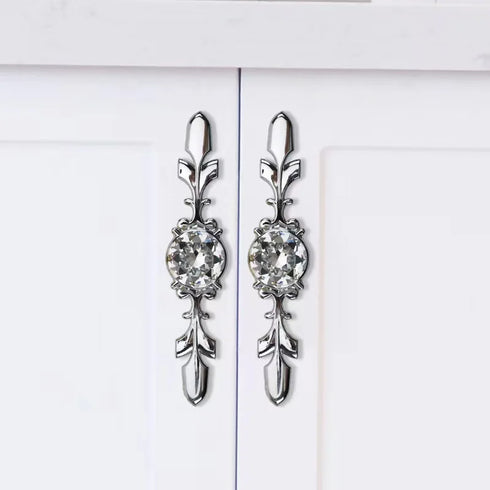 JAYA Luxury Diamond Crystal Cabinet Handles and Knobs Vintage Drawer Pulls for Closet Door Wardrobe Cupboard Furniture Hardware