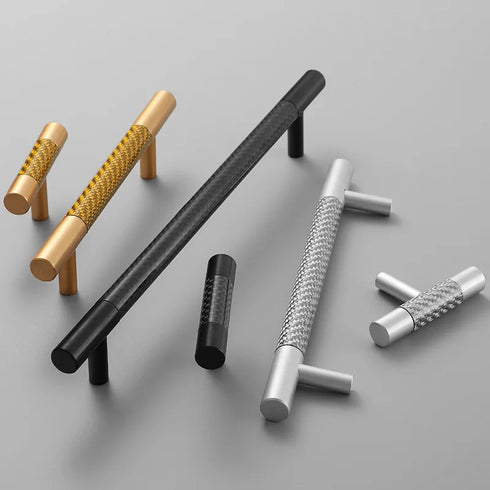 JAYA Woven Texture Cabinet T Bar Pull Handles and Knobs Modern Drawer Hardware for Kitchen Dresser Wardrobe Cupboard Furniture