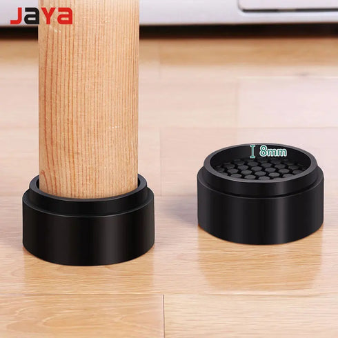 JAYA Plastic Chair Leg Floor Protectors Black Raised Cushion for Coffee Table Wooden Legs