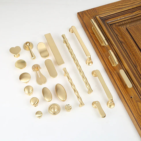 JAYA Gold Finish Zinc Alloy Cabinet Knobs Heart and Round Single Hole Drawer Pulls for Kitchen Wardrobe Dresser Furniture