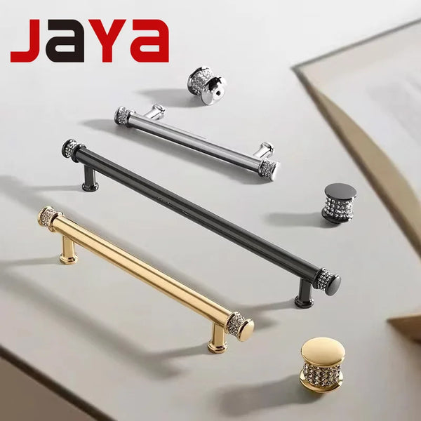 JAYA Factory Luxury Brass Modern Gold Crystal Knob Agate Drawer Cabinet Handle for Furniture Wardrobe Door Knob