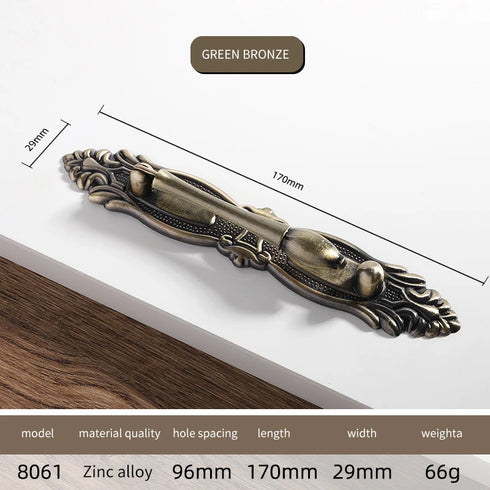 JAYA Antique Metal Drop Bail Cabinet Pull Handles Vintage Brass Finish for Kitchen Drawer Dresser Wardrobe Furniture