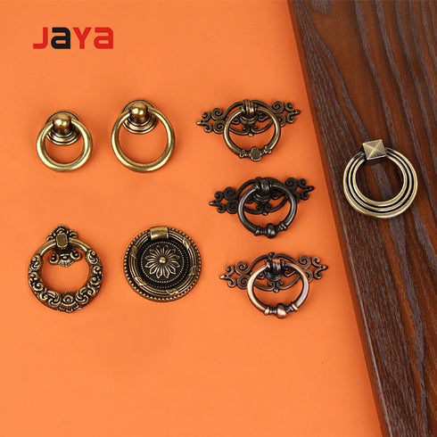 JAYA Vintage Chest Drawer Pendant Handle European-style Furniture Ring  Zinc Furniture Handle Knob