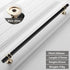 JAYA Black Kitchen Furniture Handles 128mm Solid Stainless Steel and Copper Cabinet Pulls for Door Drawer Modern CNC Appliance