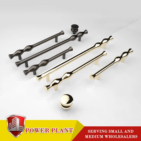 JAYA Gold Black Zinc Alloy Twisted Cabinet Pull Handles and Knobs Modern Drawer Wardrobe Cupboard Furniture Hardware