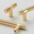 JAYA Ribbed Gold Brass Finish Cabinet Pull Handles and T Knobs Matte Black Kitchen Drawer Furniture Hardware