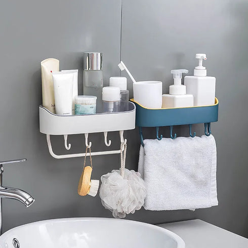 JAYA Bathroom Double Layer Towel Rack Drain Rack Kitchen Double Color Traceless Hook Storage Rack