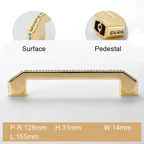 JAYA Modern Minimalist Golden Diamond Handle Wardrobe Drawer Shoe Cabinet Wine Cabinet European Style Zinc Alloy Door Handle