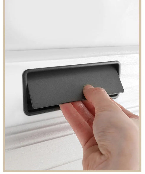 JAYA Cabinet Door Black Hidden Handle Simple Wardrobe Handle Hidden Hidden Buckle Furniture Handles Knobs