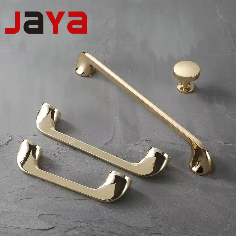 JAYA Modern Gold Zinc Alloy Cabinet Pull Handles and Knobs for Kitchen Wardrobe Drawer Cupboard Furniture Hardware