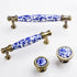 JAYA Blue and White Porcelain Cabinet Handles and Knobs Antique Bronze Drawer Pulls for Kitchen Wardrobe Cupboard Dresser